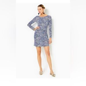 Lilly Pulitzer Dress In Twisted Up Collection Blue Leopard Size XS Animal Print